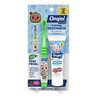 Orajel Kids Stage 2 Natural CoComelon Toothbrush and Training Toothpaste, Watermelon Flavor, 1.5 Oz
