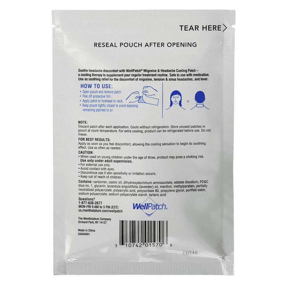Wellpatch Migraine and Headache Cooling Patch, 4 Ea