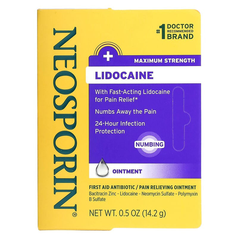 Neosporin Lidocaine Maximum Strength Pain Relieving Antibiotic Ointment, 0.5 Oz