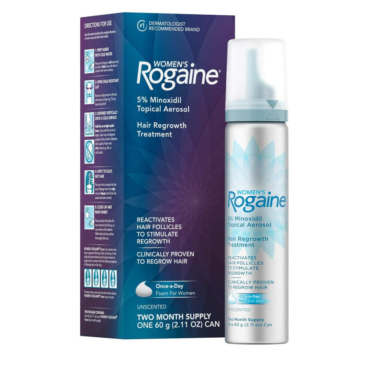 Womens Rogaine 5% Minoxidil Foam Topical Aerosol for Hair Regrowth, 2.11 Oz