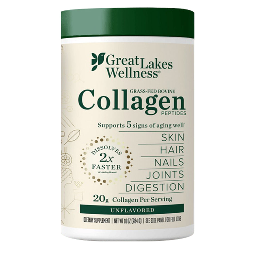 Great Lakes Wellness Collagen Peptides Support Healthy Aging Skin Hair Nails Joints and Digestion Unflavored 10Oz (284g)