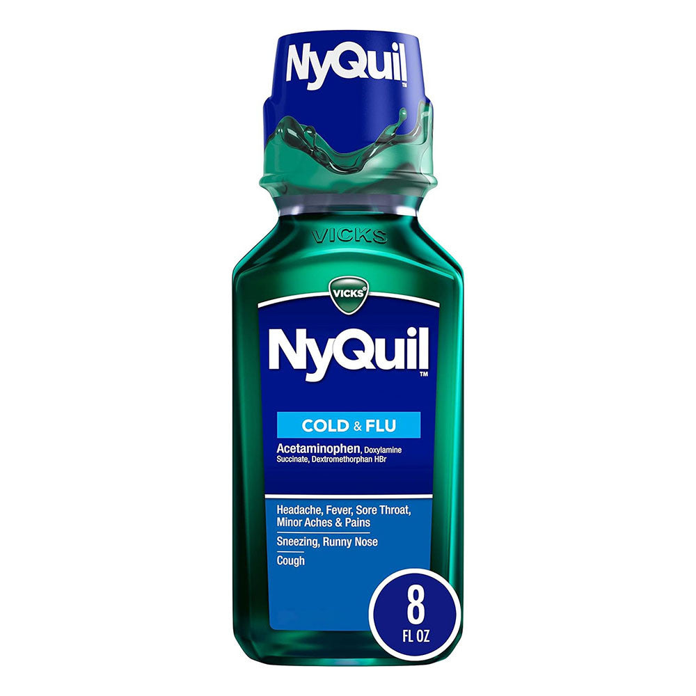 Vicks NyQuil Cold and Flu Nighttime Relief Liquid, 8 Oz