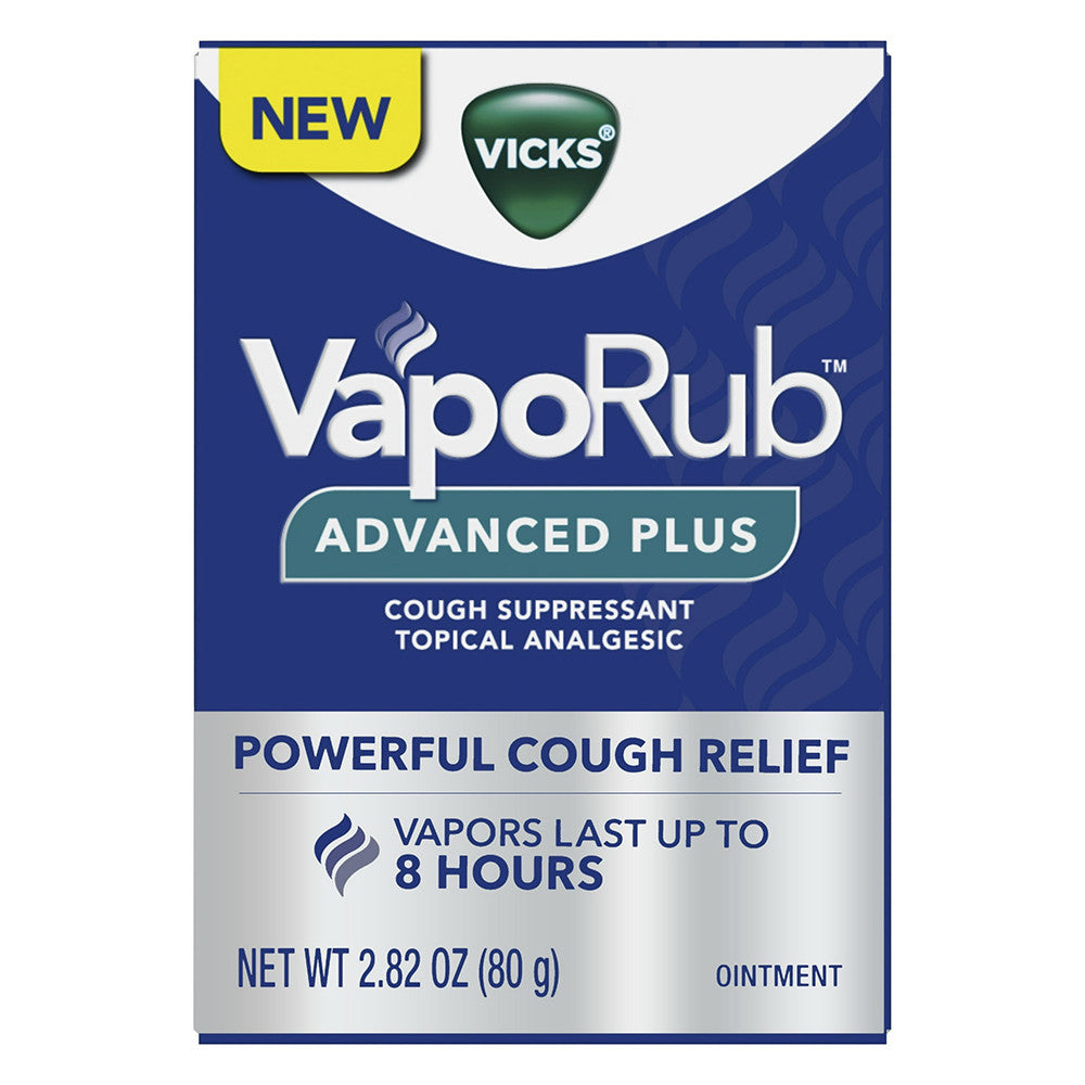 Vicks Vaporub Advanced Plus Cough Suppressant Topical Chest Rub Analgesic Ointment, 2.82 Oz