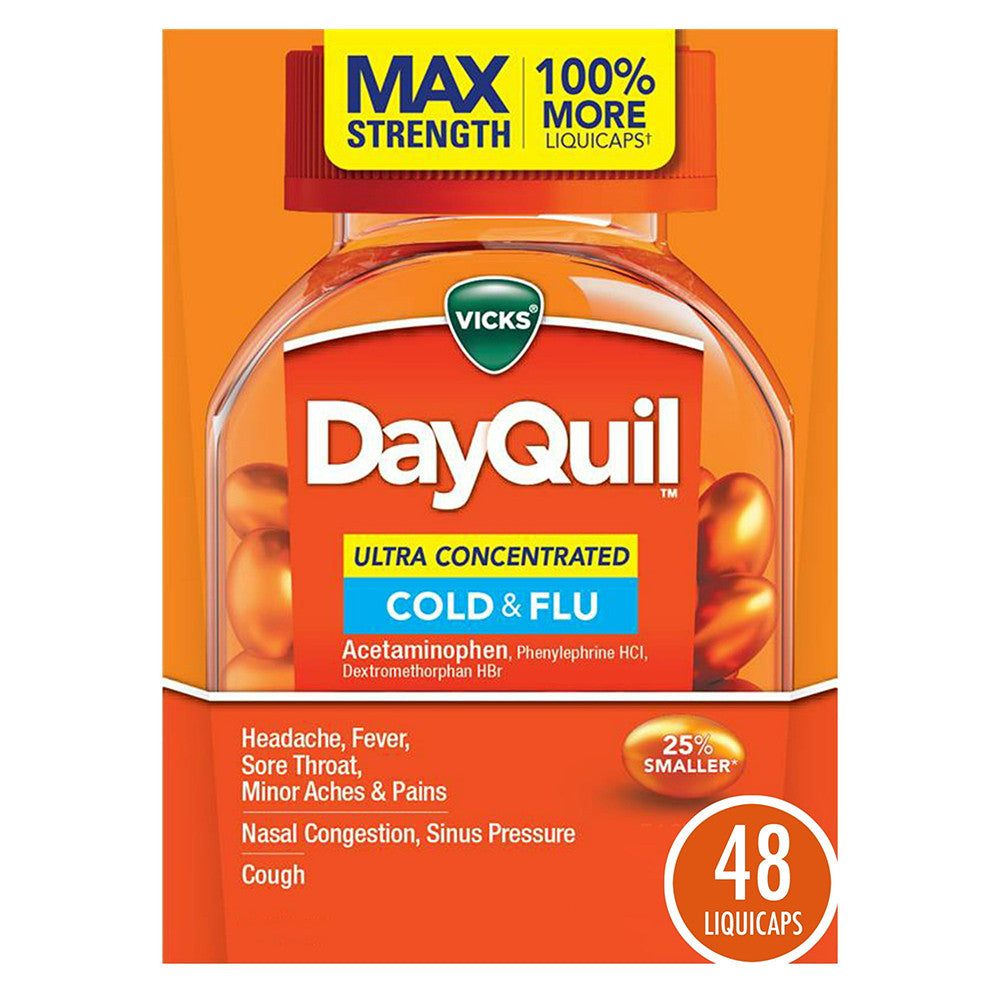 Vicks Dayquil Ultra Concentrated Liquicaps Cold Cough and Flu, 48 Ea