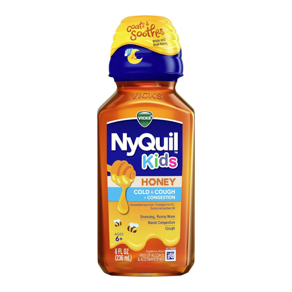 Vicks Kids Nyquil Cold And Cough Medicine Liquid, Honey, 236 Ml
