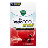 Vicks Vapocool Severe Medicated Drops, Cherry Freeze Flavor, 18 Ea