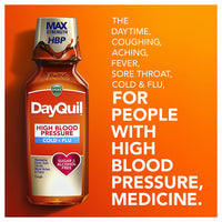 Vicks Dayquil High Blood Pressure Cold and Flu Relief Liquid Medicine, 8 Oz