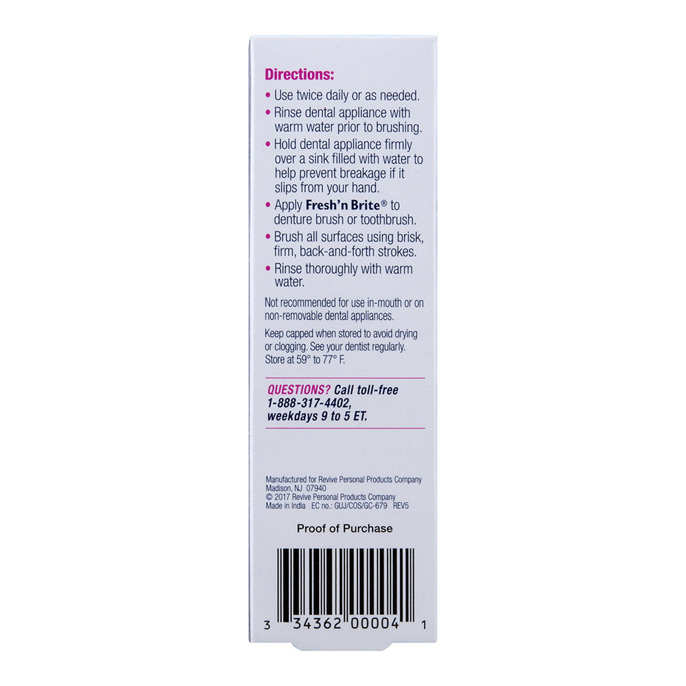Stim-U-Dent Fresh And Brite Denture Cleaning Toothpaste, 3.8 Oz