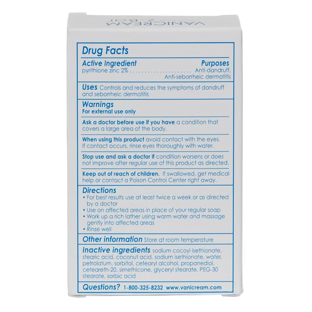 Vanicream Z Bar Seborrheic Dermatitis and Anti-dandruff Medicated Cleansing Bar 3.5Oz (99g)