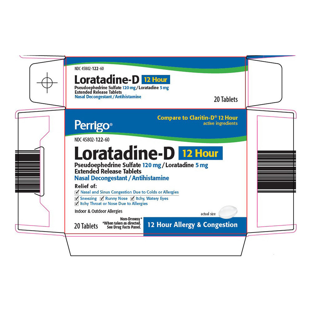 Loratadine D 5 mg 12 Hours Allargy Congestion 120 Mg extended release Tablets, 20 Ea