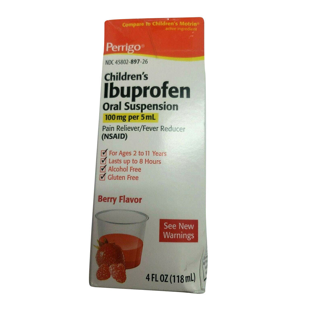 Perrigo Childrens Ibuprofen Pain & Fever Oral Suspension, Berry Flavor, 100 Mg Per 5Ml, 4 Oz