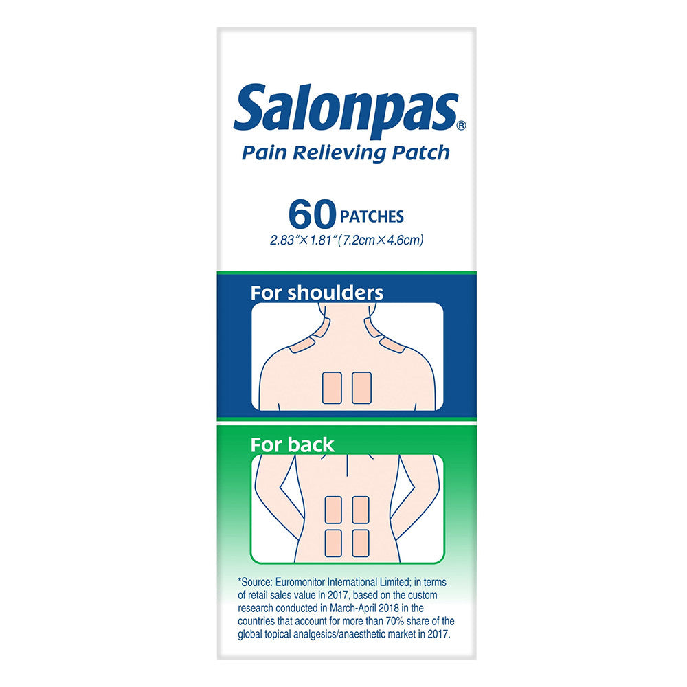 Salonpas Pain Relief Patches For relief of aches & pains 2.83 X 1.81 In, 60 ea