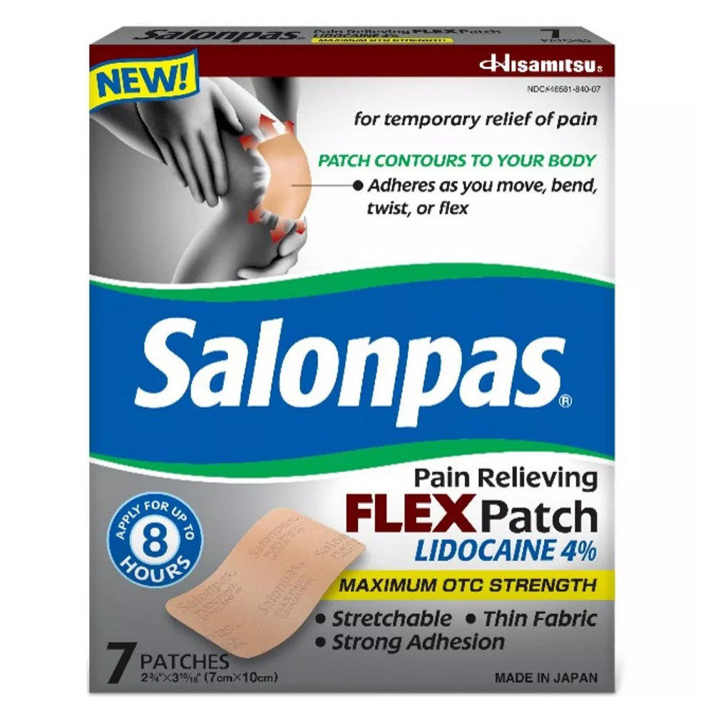 Salonpas Lidocaine 4% Pain Relieving Flex Patch, 7 Ea