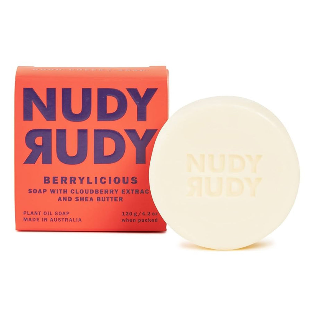 Nudy Rudy Berrylicious Bar Soap with Cloudberry Extract and Shea Butter 4.2Oz (120g)