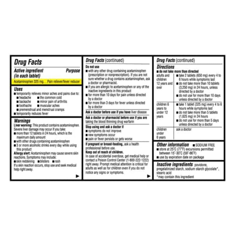 Timely by Time Cap Labs Regular Strength Pain Relief Tablet, 325 MG, 100 Ea