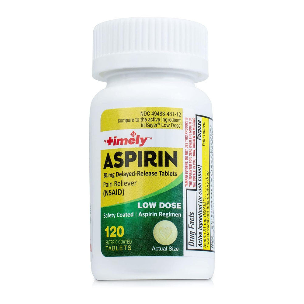 Timely by Time Cap Labs Low Dose Aspirin 81mg Tablets, 120 Ea