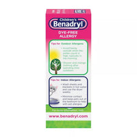 Benadryl Children's Dye-Free Allergy Liquid, Bubble Gum, 4 Oz
