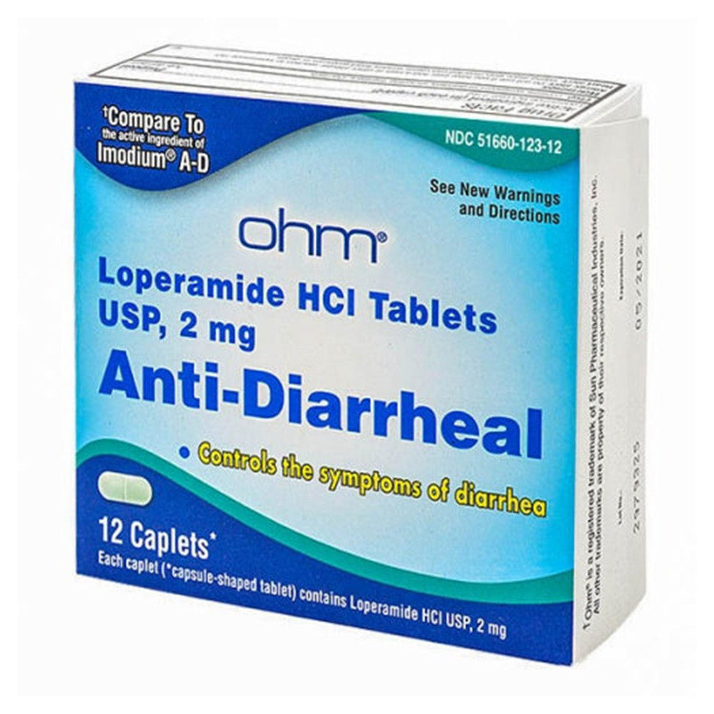 Ohm Loperamide Anti Diarrheal Hcl Tablets, 12 Ea