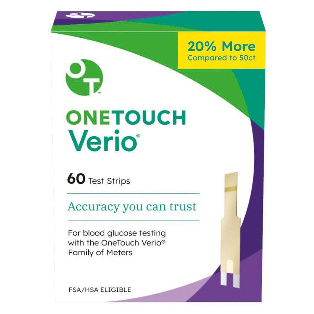 Onetouch Verio Diabetic Test Strips for Blood Sugar Monitor, 60 Ea