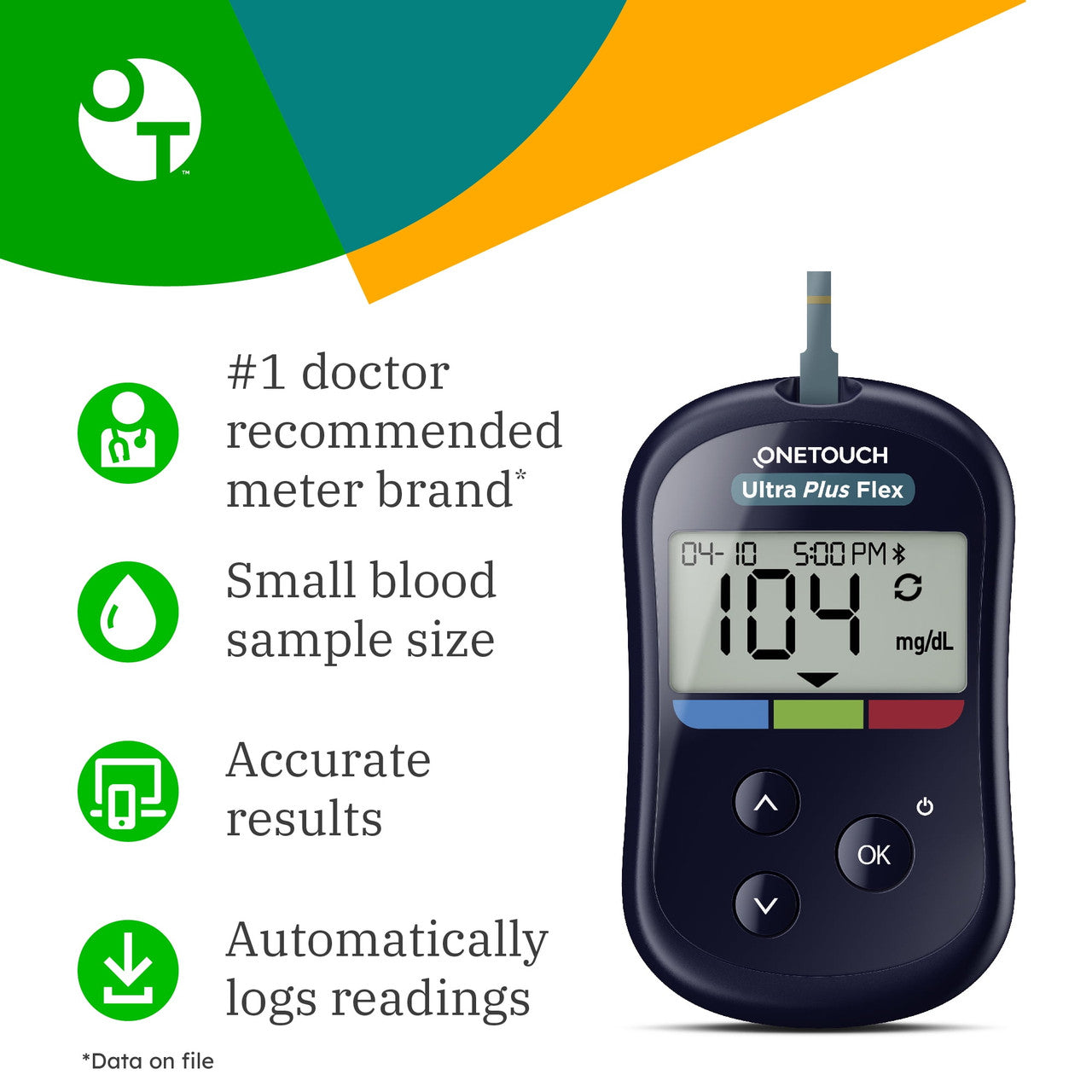 Onetouch Ultra Plus Flex Blood Sugar Monitor For Blood Sugar Test Kit, 1 Ea