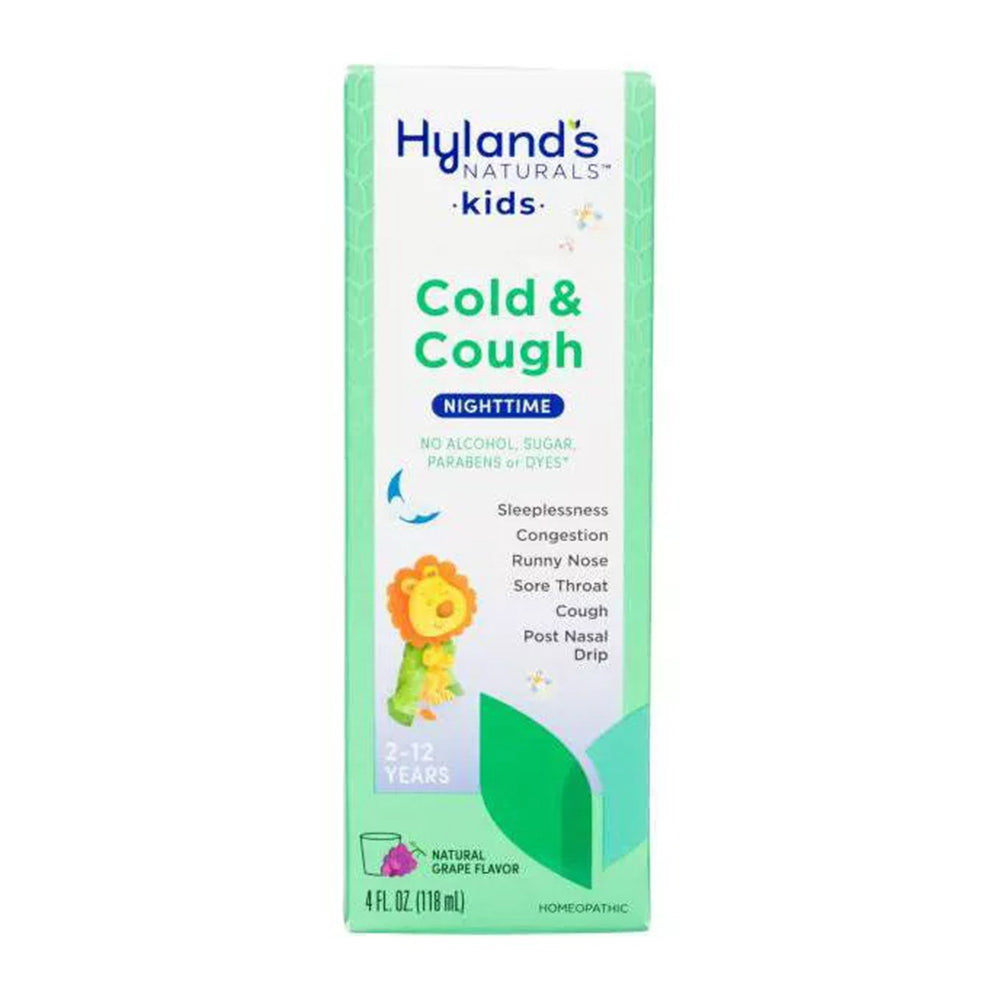 Hylands Homeopathic 4 Kids Night Time Cold And Cough Relief Liquid, Grape, 4 Oz