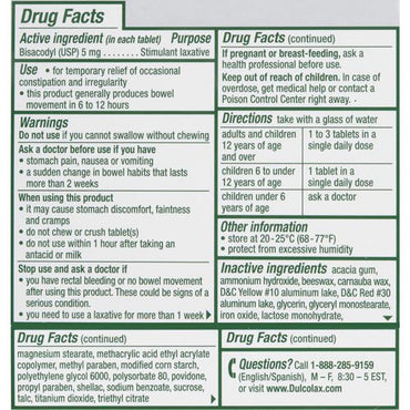 Bisacodyl Stimulant Laxative 5 Mg Enteric Coated Tablets, 100 Ea