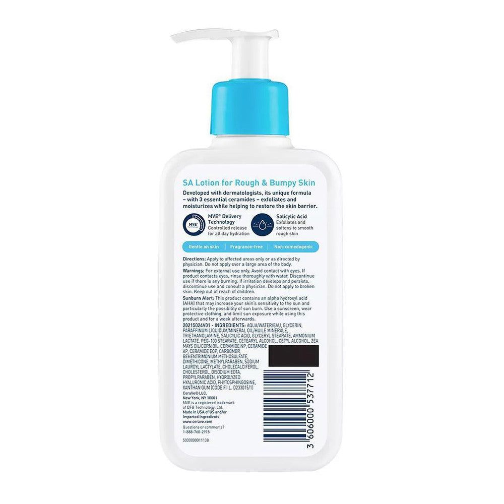 CeraVe SA Body Lotion For Rough and Bumpy Skin, Fragrance Free, 8 Oz