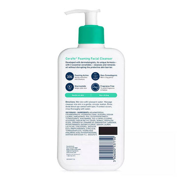 CeraVe Foaming Facial Cleanser for Normal to Oily Skin, Fragrance Free, 12 Oz
