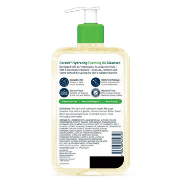 CeraVe Hydrating Foaming Oil Cleanser for Dry to Very Dry Skin Fragrance Free, 16 Oz