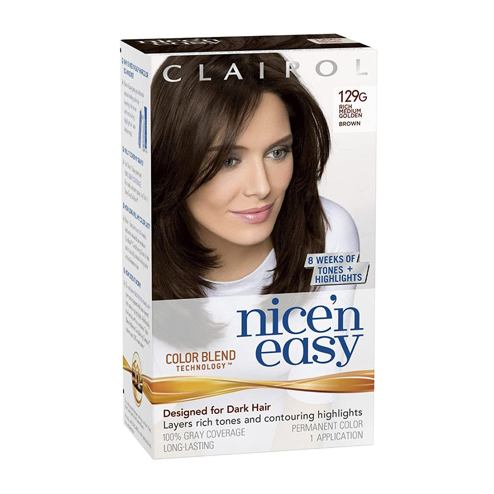 Clairol Nice N Easy Chocolate Truffle Collection Hair Color, Rich Medium Golden Brown 129G - Kit