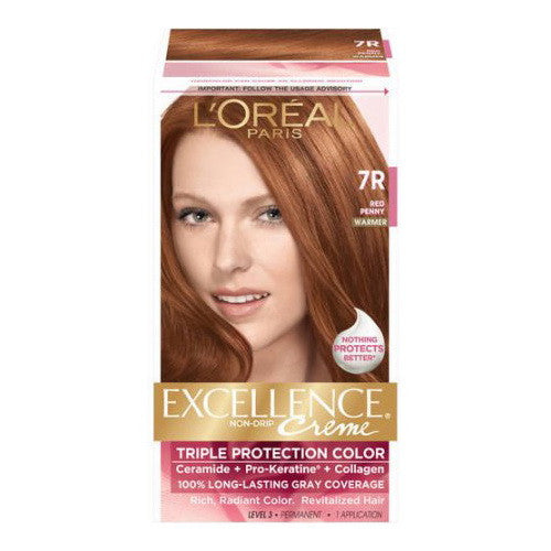 Loreal Excellence Triple Protection Hair Color Creme, #7R Red Penny - 1 Ea