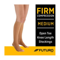 Futuro Open Toe/Open Heel Knee Length Stocking, Beige, Medium, 1 pr