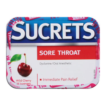 Sucrets Sore Throat and Cough Lozenges, Wild Cherry, 18 Ea