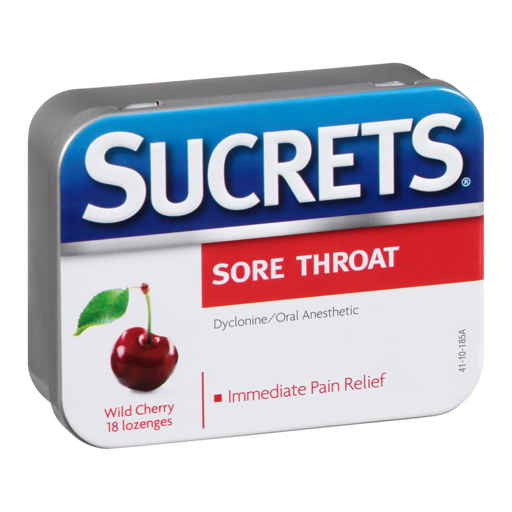 Sucrets Sore Throat and Cough Lozenges, Wild Cherry, 18 Ea