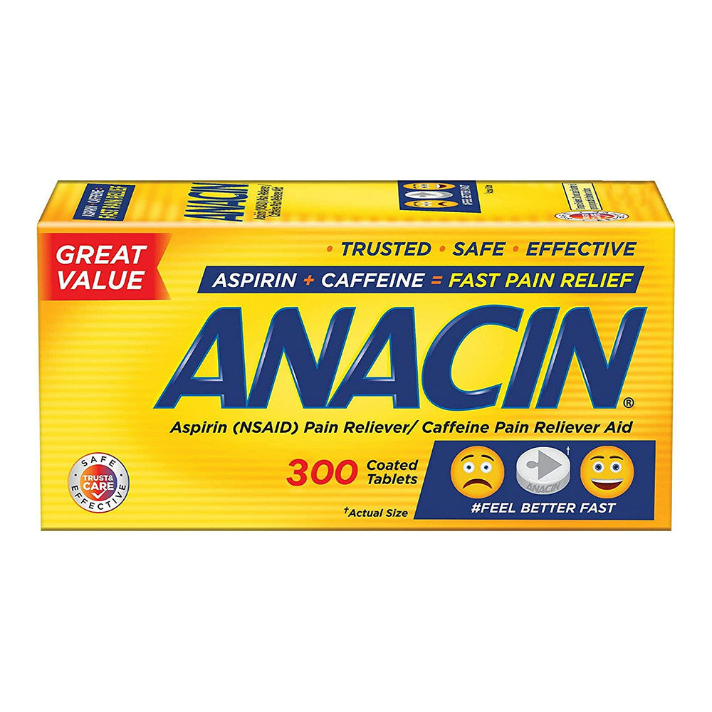 Anacin Fast Pain Relief, Pain Reducer Aspirin Tablets, 300 Ea