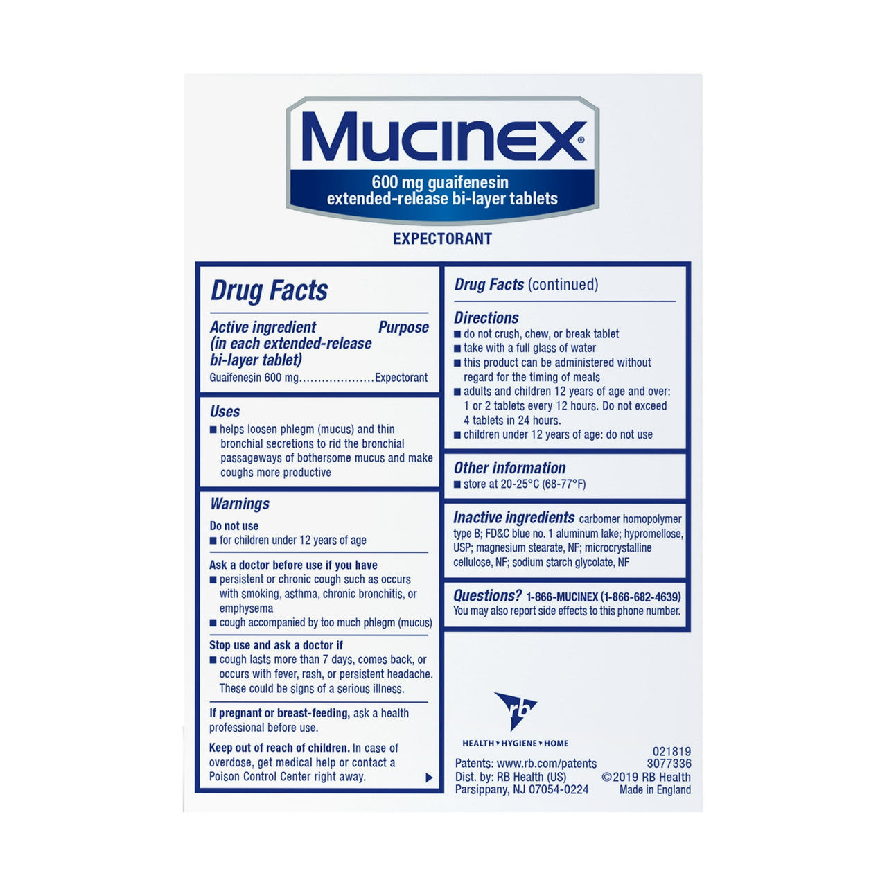 Mucinex Expectorant Guaifenesin Extended Release Bi-Layer Tablets - 600 Mg, 40 Ea