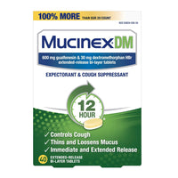 Mucinex Dm Guaifenesin Cough Suppressant Extended Release Tablets, 600 Mg, 40 Ea