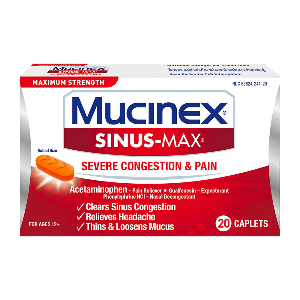 Mucinex Sinus-Max Severe Congestion Relief Caplets, 20 Ea