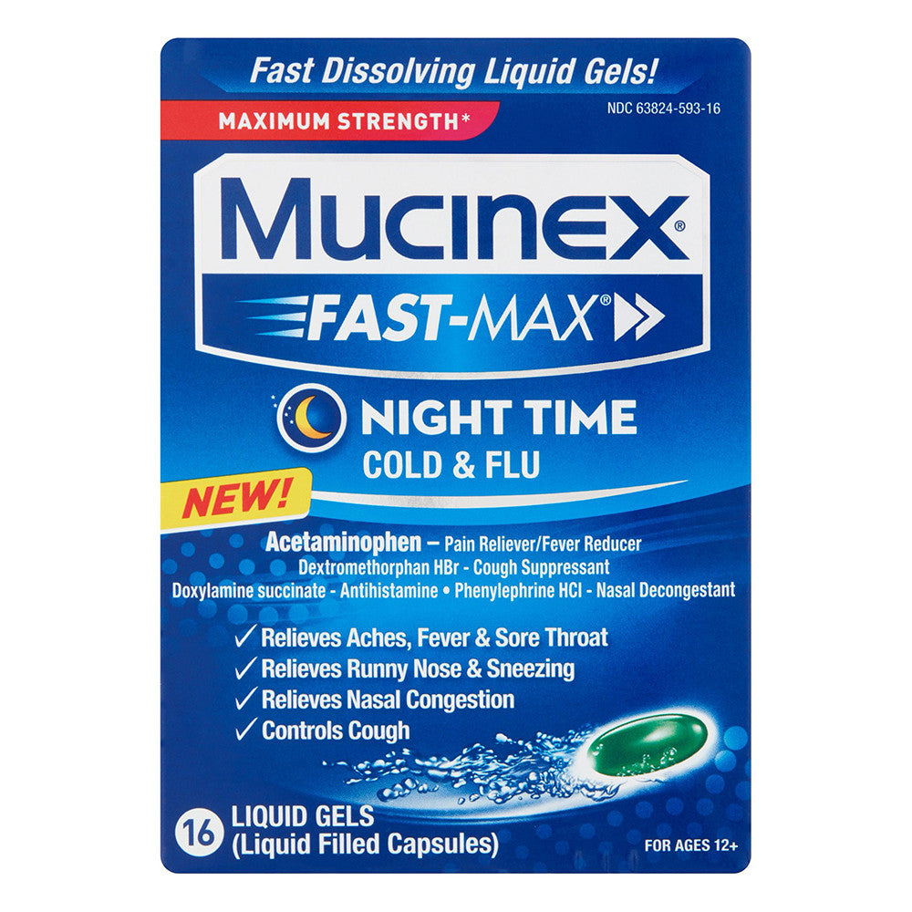 Mucinex Fast-Max Maximum Strength Cold/Flu Fast Dissolving Liquid Gels - 16 ea
