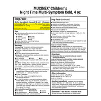 Mucinex Childrens Multi-Symptom, Night Time Cold Liquid, Mixed Berry, 4 oz