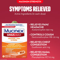 Mucinex Sinus Max Severe Congestion Relief Liquid Gels, 16 Ea