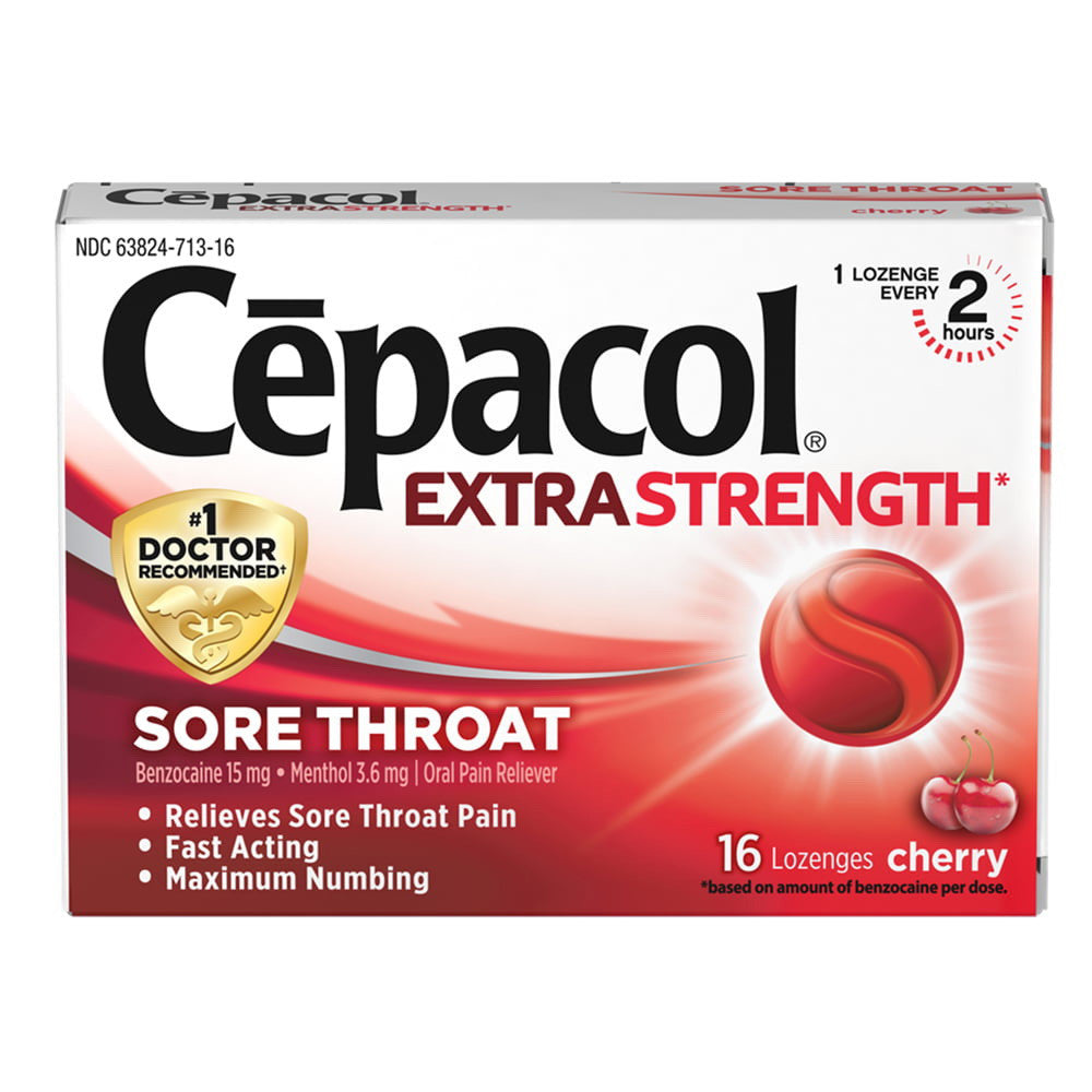 Cepacol Sore Throat Maximum Strength Lozenges Cherry, 16 Ea