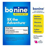 Bonine Motion Sickness Protection, Chewable Tablets, Raspberry, 16 Ea