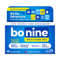 Bonine Motion Sickness Protection, Chewable Tablets, Raspberry, 16 Ea