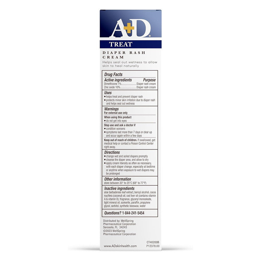 A And D Zinc Oxide Diaper Rash Cream for Irritated Skin, 4 Oz