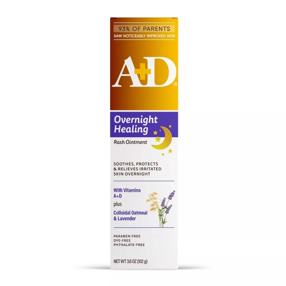 A+D Overnight Diaper Rash Healing Cream with Lavender and Oatmeal 3.6Oz (102g)