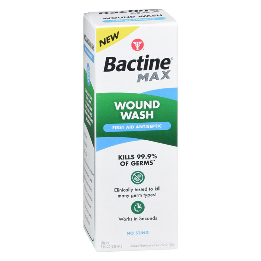Bactine Max Wound Wash First Aid Antiseptic Liquid, 8 Oz