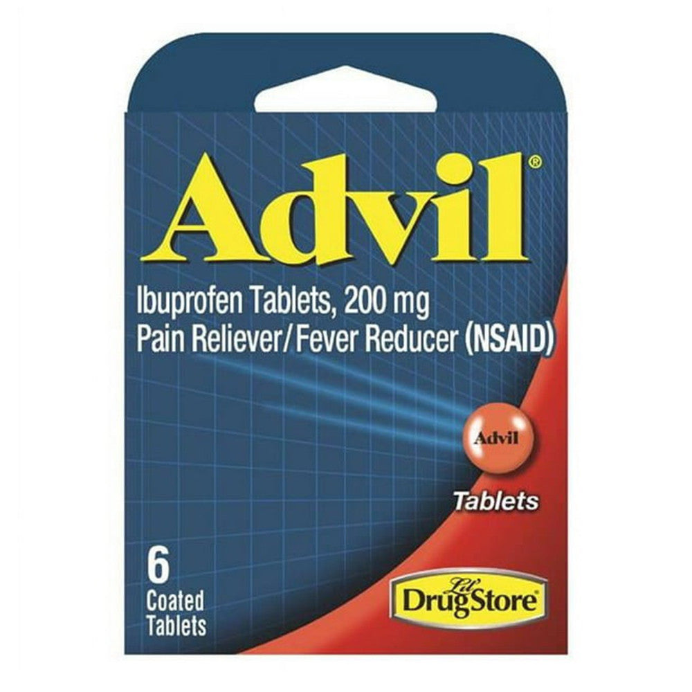 Advil Ibuprofen Tablets 200Mg, Pain Reliever And Fever Reducer, 6 Ea