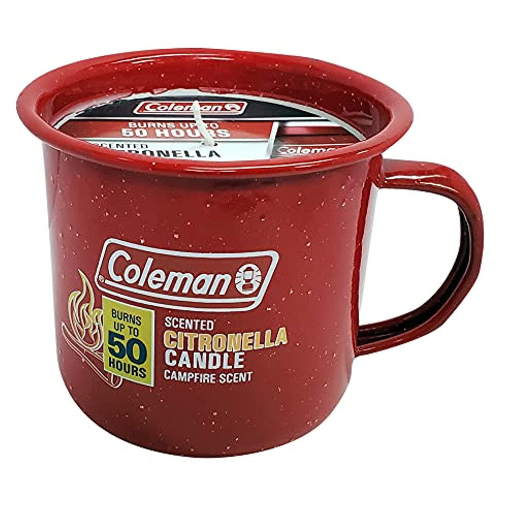 Coleman Retro Red Mug Citronella Candle with Campfire Scent, 50 Hours, 6 Oz, 6 Pack