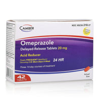 Camber Consumer Care Omeprazole 20 Mg Tablets, Acid Reducer and Heartburn Medicine, 42 Ea